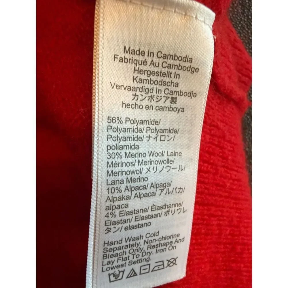 J. Crew Roll Neck Bright Red Marino wool blends Knit Sweater size XS